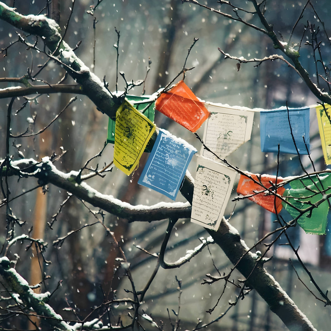 Prayer Flags in the Snow Cards