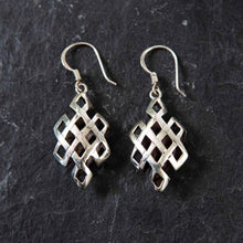 Load image into Gallery viewer, Endless Knot Cage Silver Earrings
