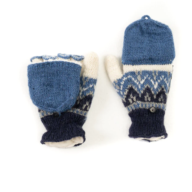 Wool Fleece Lined Convertible Fingerless Glove Mittens